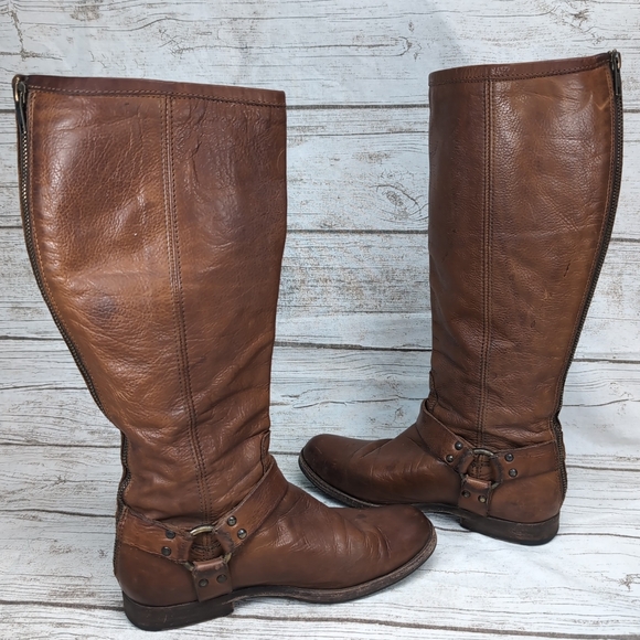 Frye Shoes - Frye Phillip Harness Boots Cognac Leather Women Size 9